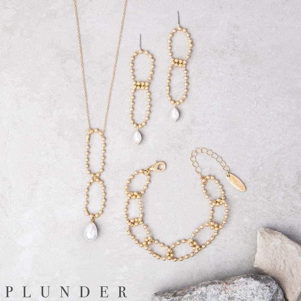 Plunder Gold and White Earrings with Sophisticated Design